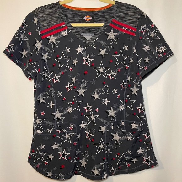 DICKIES DK602 V-NECK SCRUB TOP LUCKY STAR - Picture 2 of 2